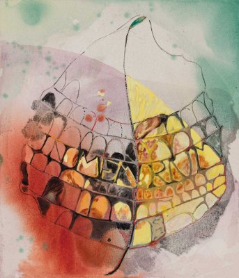 Angelina Gualdoni, Gold Fillings, Acrylic and Oil on Canvas, 28 x 24 in, 2023