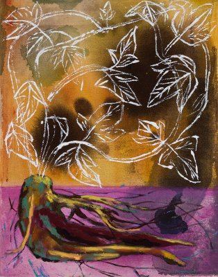 Angelina Gualdoni, Lovers Root, Oil and Acrylic on Canvas, 18" x 14", 2020