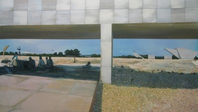 Angelina Gualdoni, Praca dos Tres Poderes, Noon, Oil and Acrylic on Canvas, 48" x 84", 2005