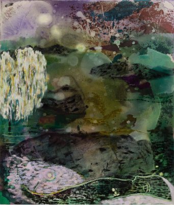 Angelina Gualdoni, Quarry Swimming, Acrylic and Oil on Canvas, 28 x 24 in, 2023