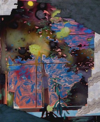 Angelina Gualdoni, Screens, Oil and Acrylic on Canvas, 34" x 28", 2015