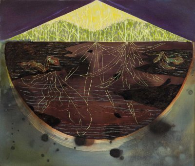 Angelina Gualdoni, The Drop, Acrylic and Oil on Canvas, 34 x 40 in, 2022