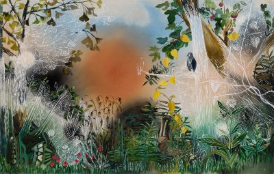 Angelina Gualdoni, The Physic Garden, Oil and Acrylic on Canvas, 51" x 80", 2021