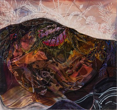 Angelina Gualdoni, Verso (Turned Leaf), Acrylic and Oil on Canvas, 47 x 50 in, 2023
